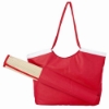 Beach Tote Bag w/ Roll Up Natural Fiber Mat-Red