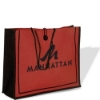 Milan Jute Tote Bags-Red w/Black