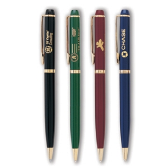 Twist Action Pen w/ Glisten Enamel Coated Barrel