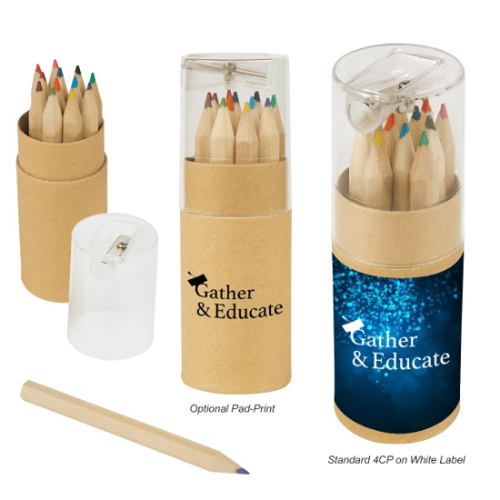 12-Piece Colored Pencil Set In Tube With Sharpener