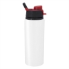 25 Oz. Aluminum Helena Bottle-White w/ Red Lid