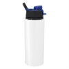 25 Oz. Aluminum Helena Bottle-White w/ Blue Lid