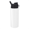 25 Oz. Aluminum Helena Bottle-White w/ Black Lid