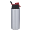 25 Oz. Aluminum Helena Bottle-Silver w/ Red Lid