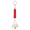 3-In-1 Light Up Charging Cables On Key Ring Red