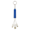 3-In-1 Light Up Charging Cables On Key Ring Blue