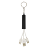 3-In-1 Light Up Charging Cables On Key Ring Black