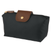 Cosmetic Vanity Bag Black/Brown Leatherette Accent