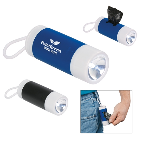 Dog bag dispenser with flashlight