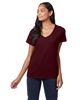 Hanes Ladies' Perfect-T V-Neck T-Shirt Maroon