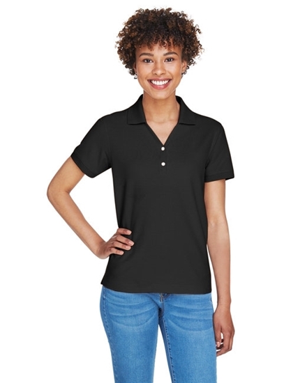 Devon & Jones Ladies' Pima Piqué Y-Collar Polos Black