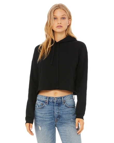 Bella + Canvas Ladies' Cropped Fleece Hoodie Black