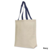 Cotton Canvas Tote Bag 15" x 14 1/2" Navy Blue Handles