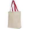 Cotton Canvas Tote Bag 15" x 14 1/2" Red Handles