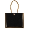 Milan Jute Tote Bags-Black w/Natural Beige