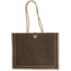 Milan Jute Tote Bags-Brown w/Natural Beige