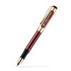 Twist Action Solid Brass Ballpoint Pen Satin Gold/Translucent Burgundy