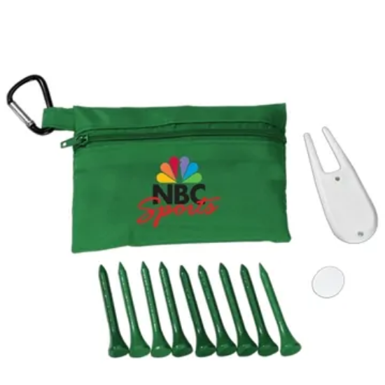 Full Color Deluxe Golf Kit in Zippered Pouch Green